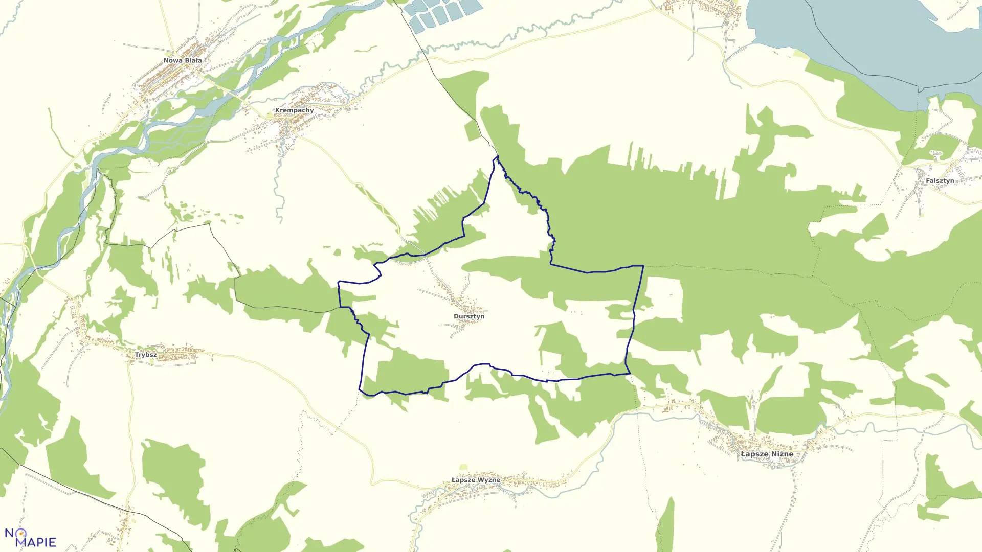 Mapa obrębu Dursztyn w gminie Nowy Targ